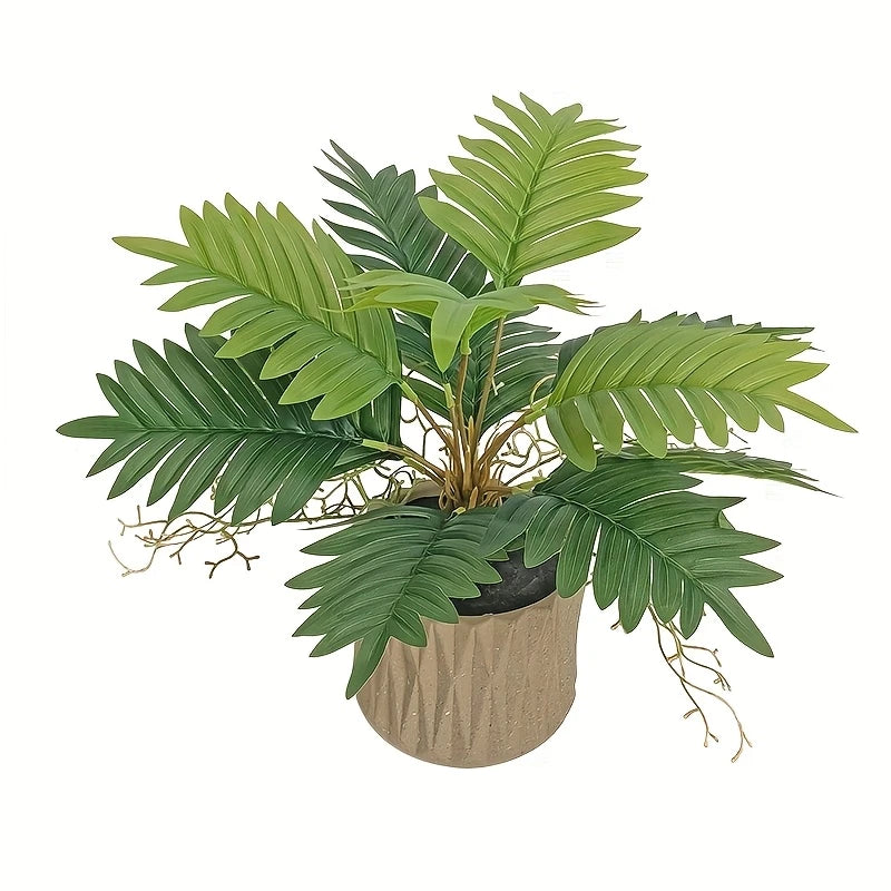 3 Ft Lifelike Simulated Green Plant Decoration - Tiger Tongue Fern & Tropical Sunflower Palm Tree – tropical accent for home or office decor