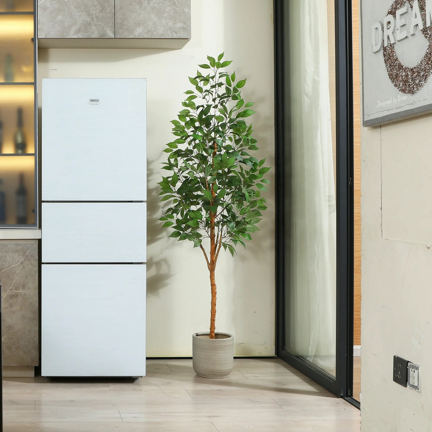 Customizable size Artificial Ficus Tree in a stylish room interior