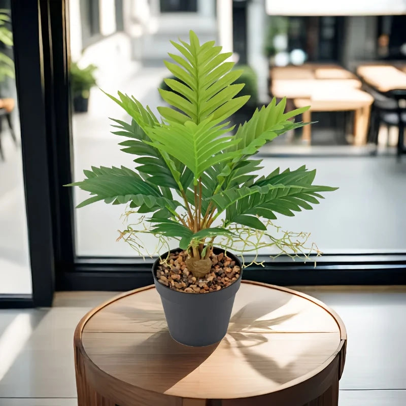 3 Ft Lifelike Simulated Green Plant Decoration - Tiger Tongue Fern & Tropical Sunflower Palm Tree – styled for modern home interiors