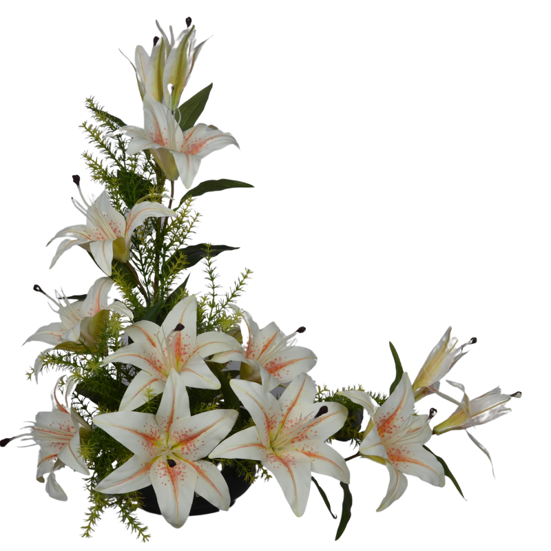 Realistic faux white tiger lilies for home or office table décor