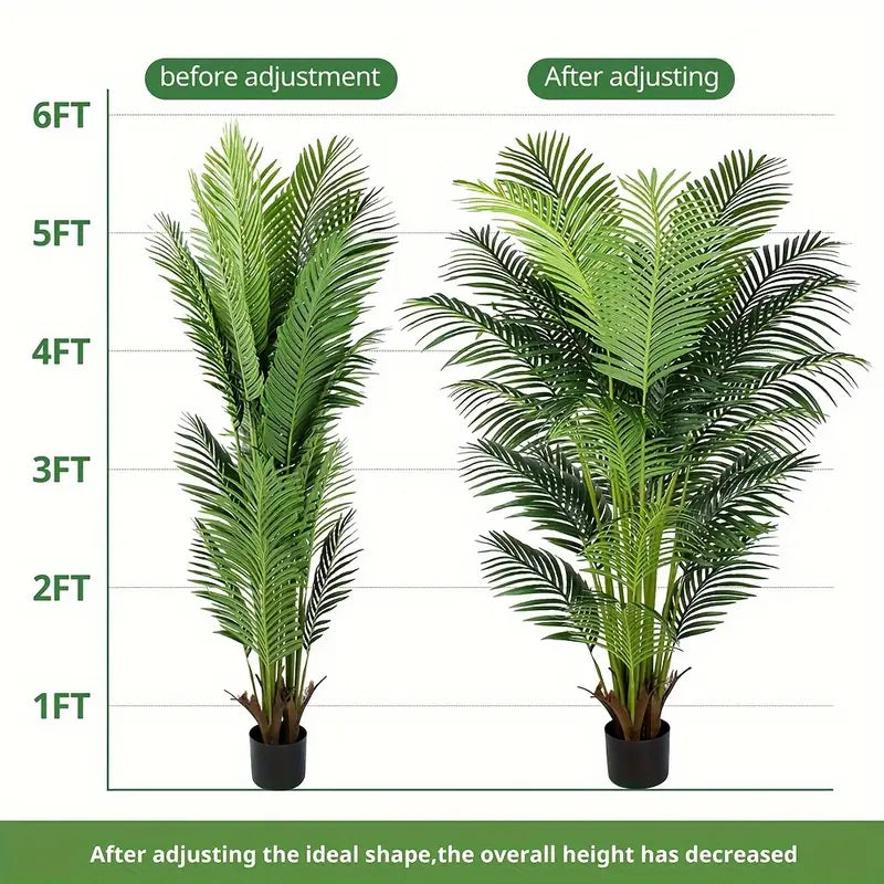 Lifelike Artificial Palm Plant with Soft-Touch Green Leaves