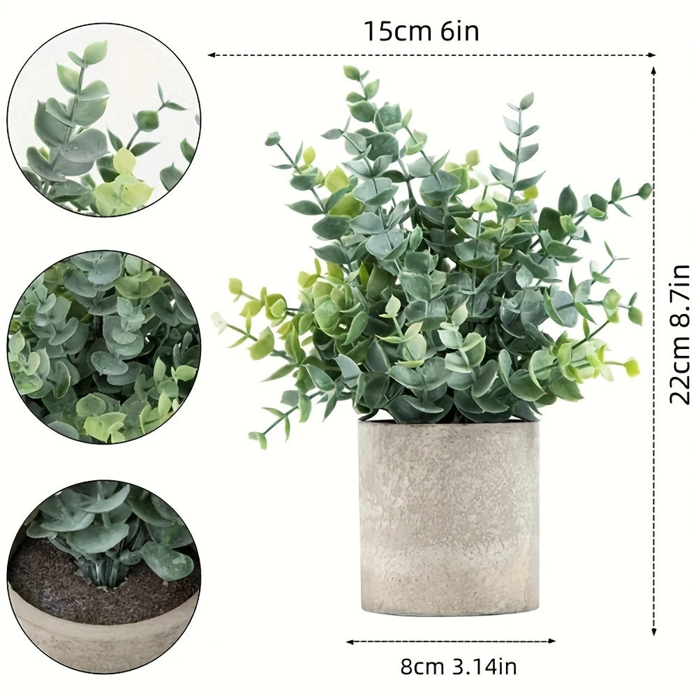 Realistic 1 Ft faux Eucalyptus potted plants – perfect for home and office decor