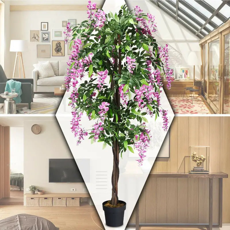 Elegant Artificial Wisteria Tree with wood-textured trunk