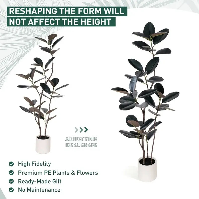 Tall Faux Rubber Plant for Modern Home & Commercial Spaces