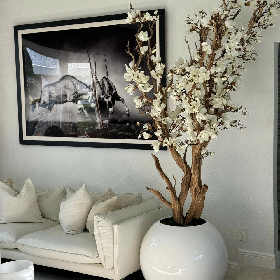 7 Ft Lifelike White Magnolia Tree – Tall, Elegant & Pot-Free Display – artificial greenery with natural texture