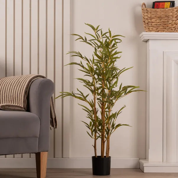 4 Ft Artificial Bamboo Tree in Black Plant Pot – perfect for modern home decor