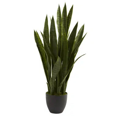 Modern Faux Snake Plant with Tall, Sleek Green Leaves