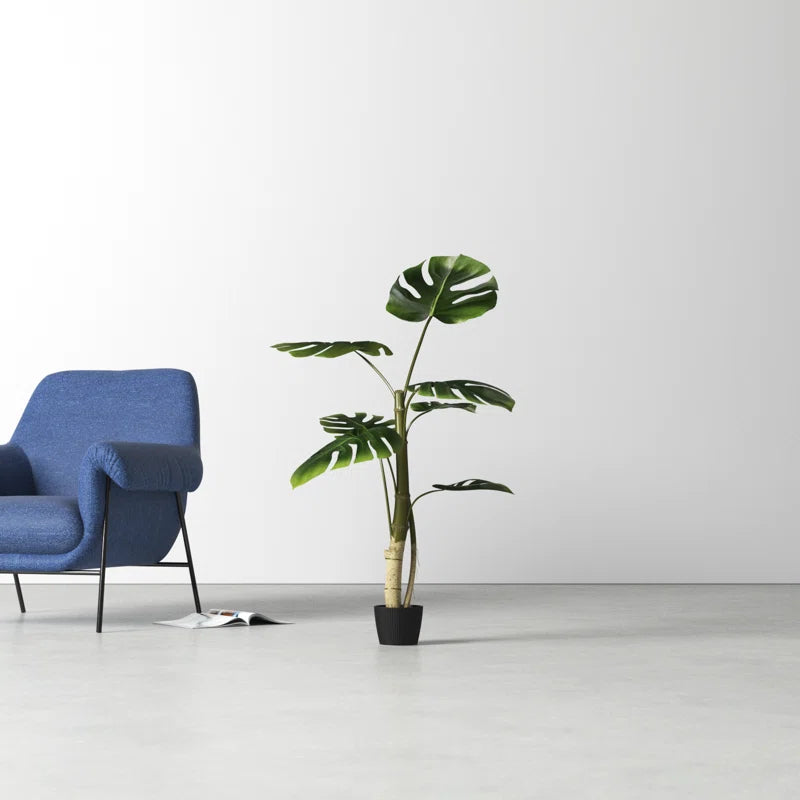 3ft Faux Philodendron Plant with Soft-Touch Green Leaves