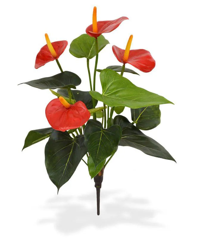 2 Ft Artificial Anthurium bush 40cm red – faux greenery with vibrant texture
