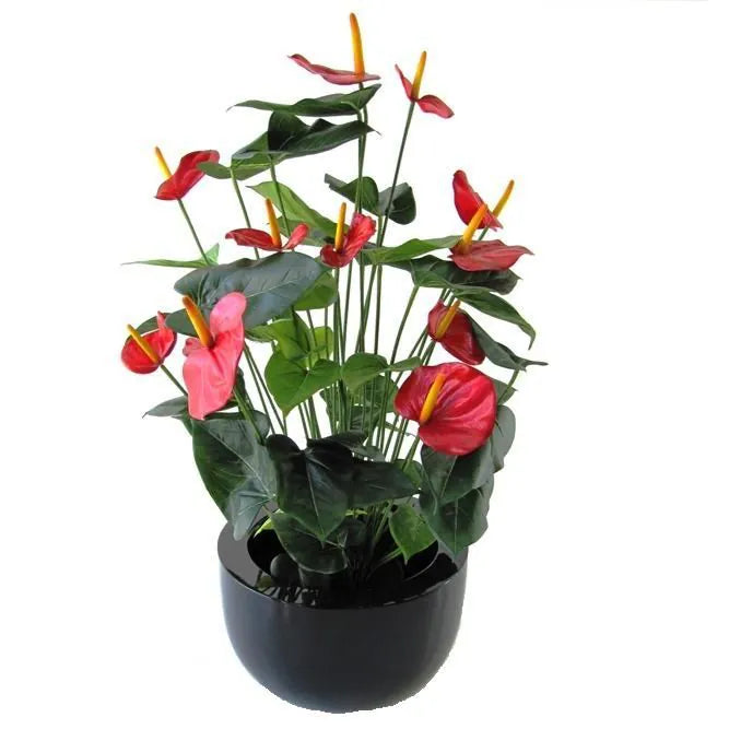 2 Ft Artificial Red Anthurium – Tropical Flower Plant – faux greenery with vibrant texture