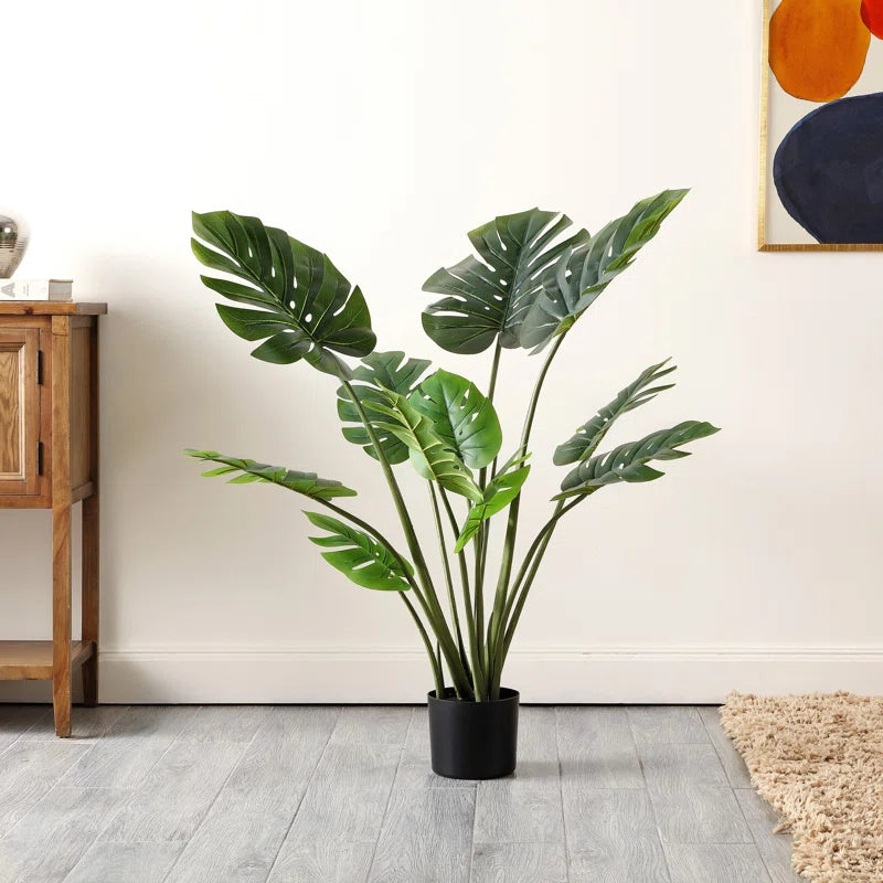 4ft Artificial Monstera Plant with realistic soft-touch fabric leaves