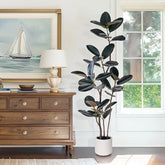 UV-Resistant Artificial Rubber Plant for Home & Office Decor