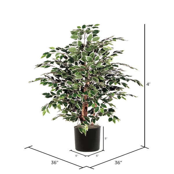 4ft artificial ficus tree with premium fabric leaves, designed to add timeless greenery to any space