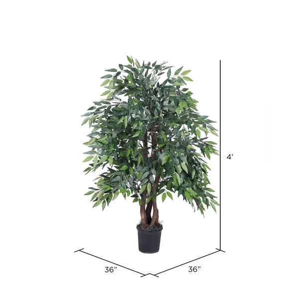 4ft Faux Smilax Tree with Green Fabric Foliage