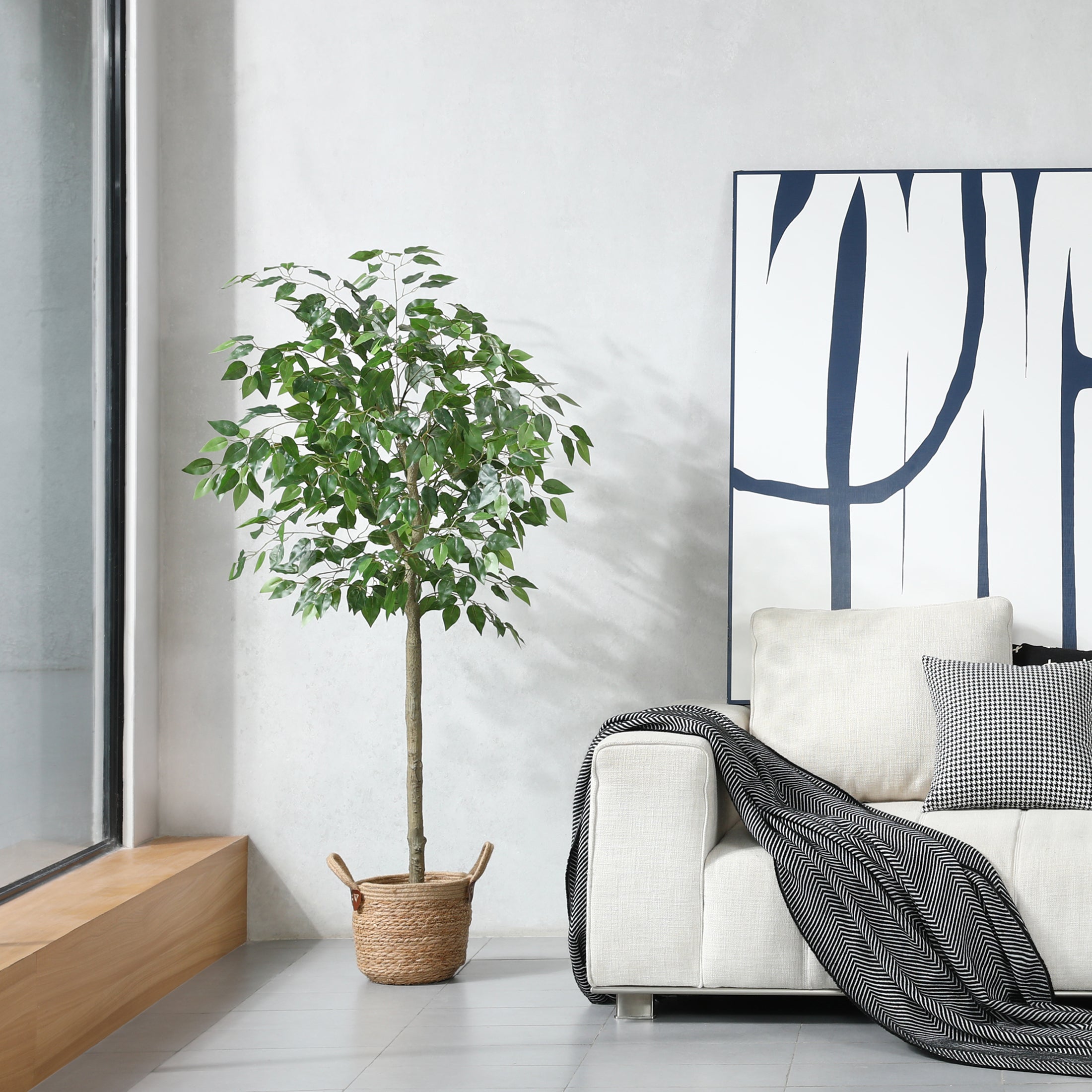 Decorative Faux Ficus Tree with lush green foliage for any space