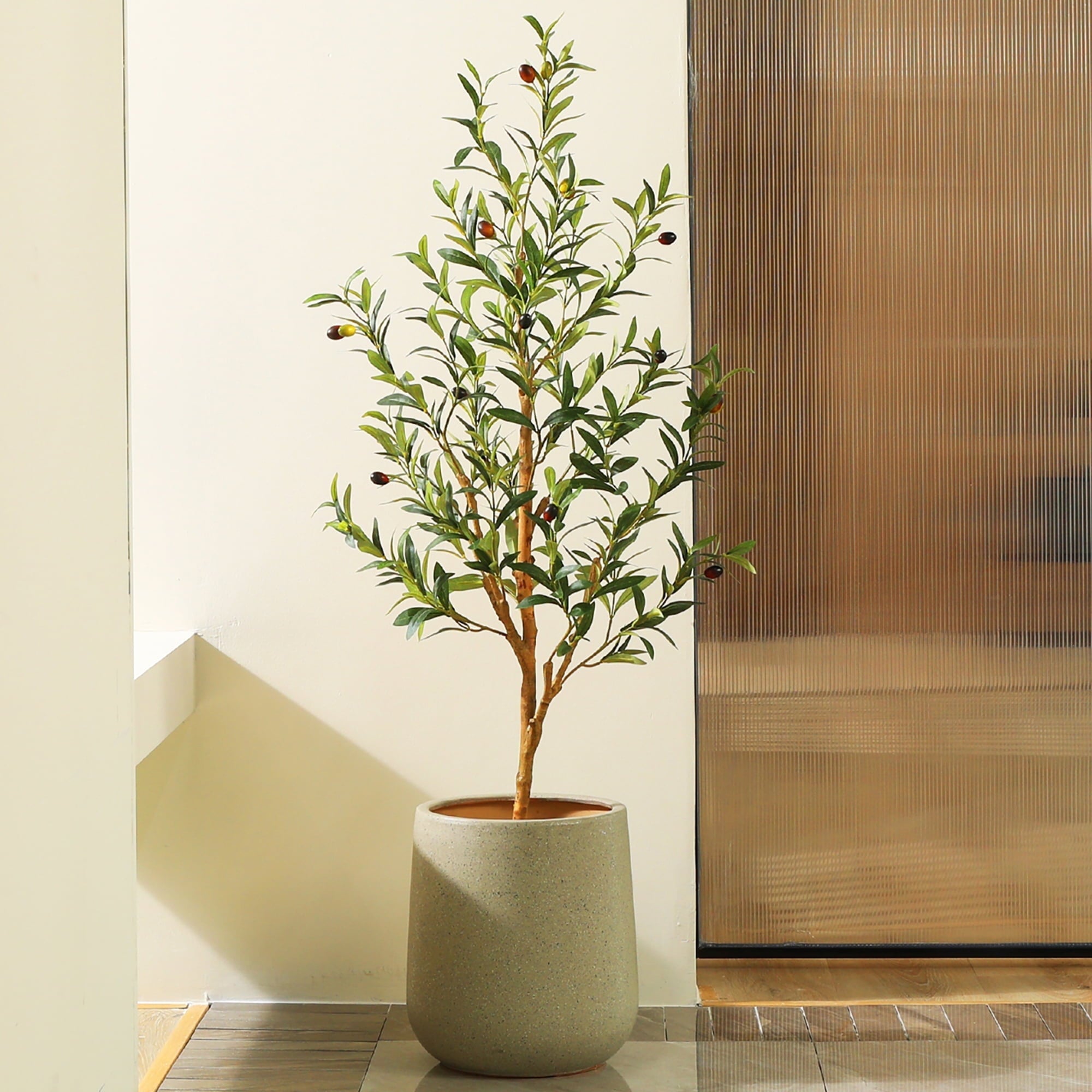 4 Ft Artificial Olive Tree Indoor-Lifelike Faux Olive Plant for Home & Office Decor 4ft Luxiplant