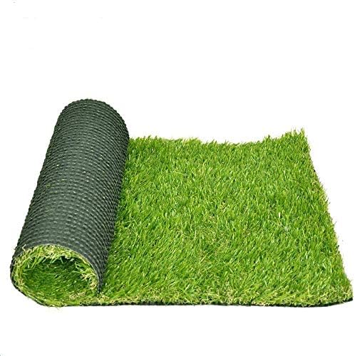 Roll of artificial grass on a white background