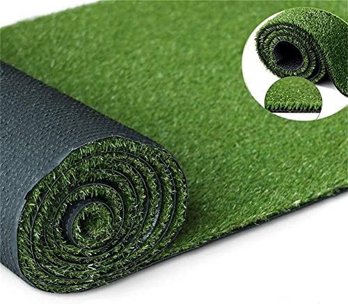 Roll of green artificial grass with a close-up inset showing texture details.