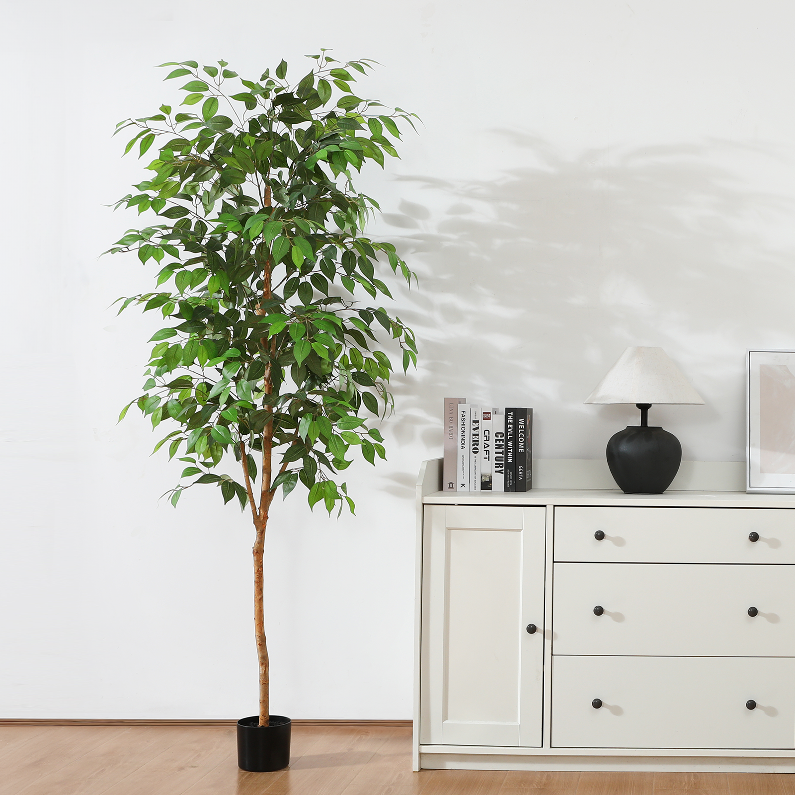 6ft Artificial Ficus Tree with realistic green leaves for home décor