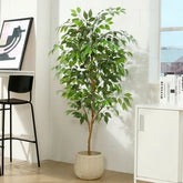 Lifelike Artificial Ficus Tree made from high-quality fabric and wood