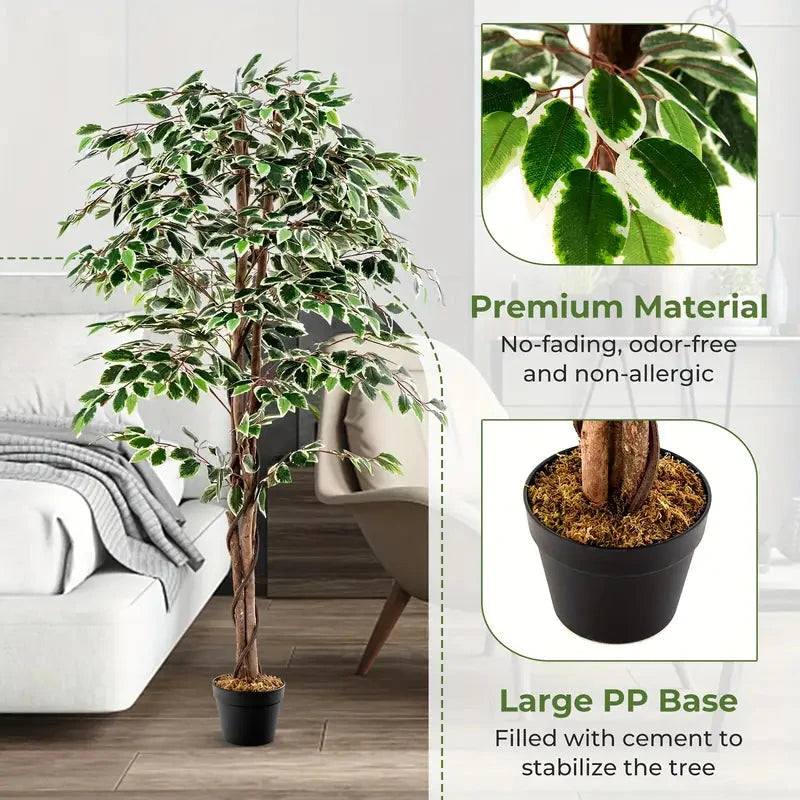 6 Ft Artificial Ficus Tree – Lush, Maintenance-Free Elegance 6ft Luxiplant