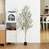 Lifelike 6ft Artificial Olive Plant with realistic green leaves and wooden trunk