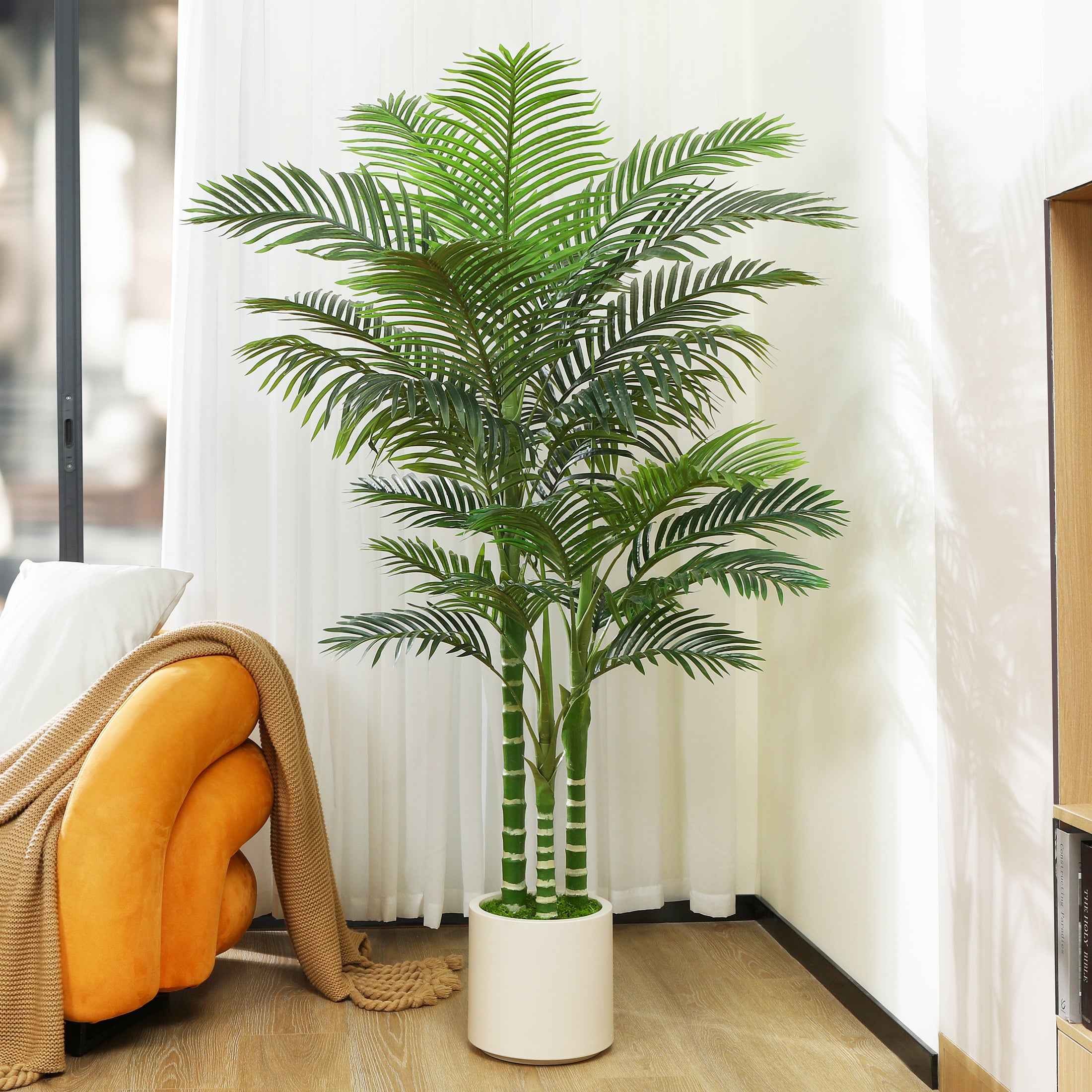 Lifelike Faux Golden Cane Palm Tree made from soft-touch fabric