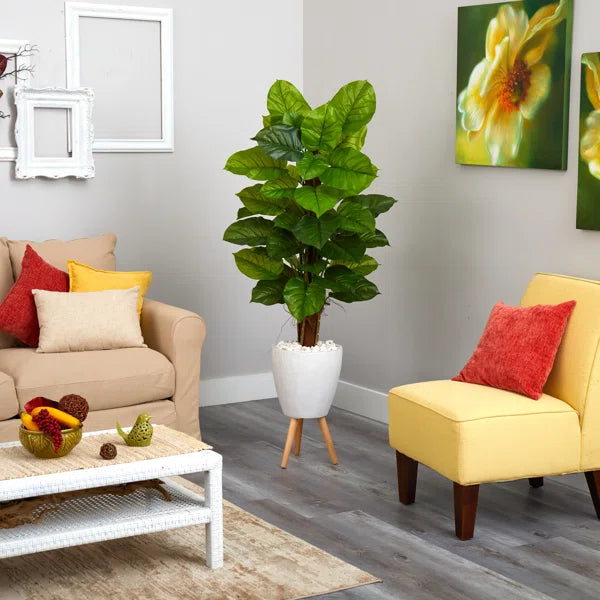 Realistic 5ft faux philodendron plant with lush green leaves