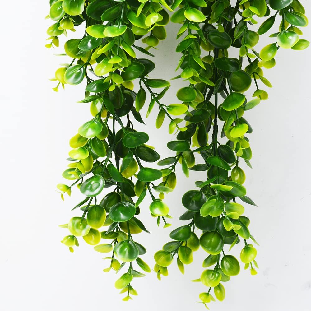 2 Pcs Artificial Hanging Eucalyptus Plants – UV Resistant Faux Greenery Vines for Outdoor & Indoor