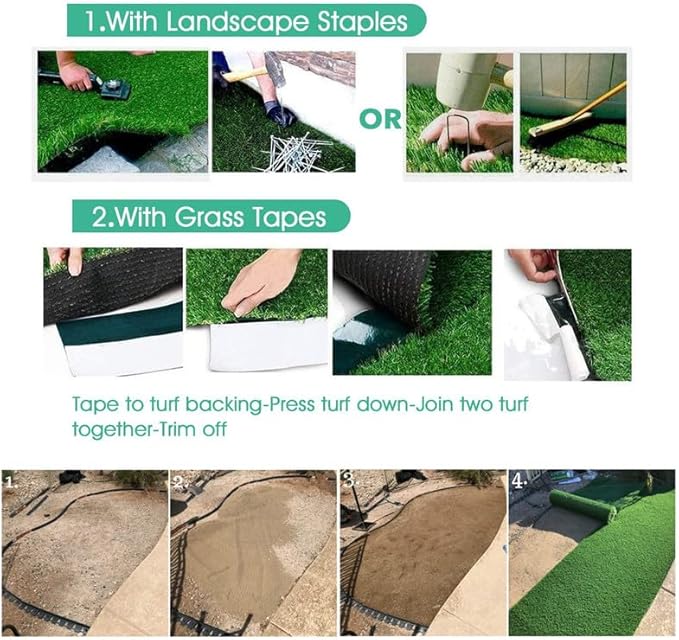 35mm Artificial Grass Turf – 4FT x 6.5FT Customizable Synthetic Grass Rug with Drainage for Indoor & Outdoor Use, Fake Lawn Carpet for Pets, Garden, Patio & Balcony