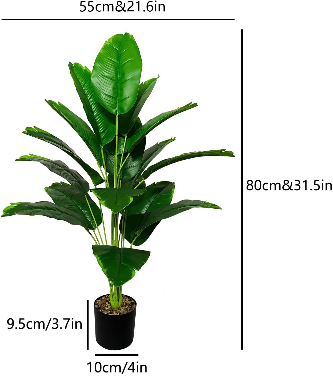 2 Ft Artificial Palm Tree Faux Silk Plant in Pot for Home Office Living Room Bedroom Stairs Foyer Modern Decor Indoor Outdoor Lifelike Fake Potted Housewarming Gifts (80cm Green Banana) – ideal for indoor botanical themes