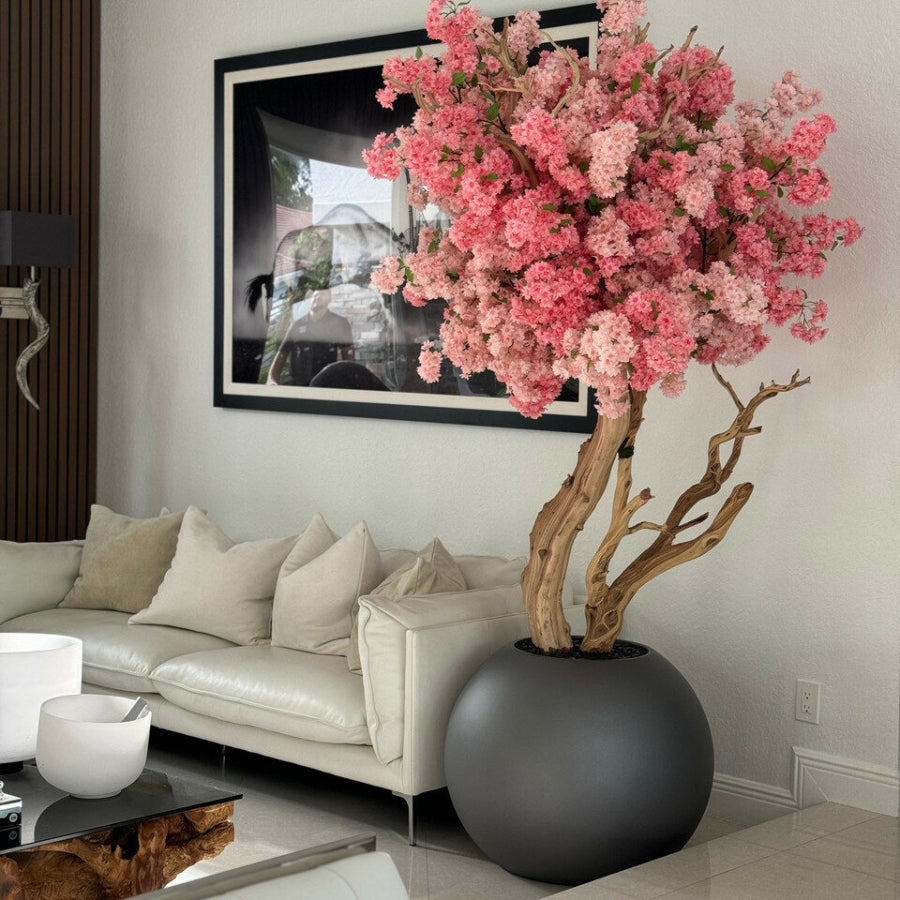 7 Ft Custom Two-Tone Cherry Blossom Tree – Without Pot – full plant shot showcasing realistic foliage