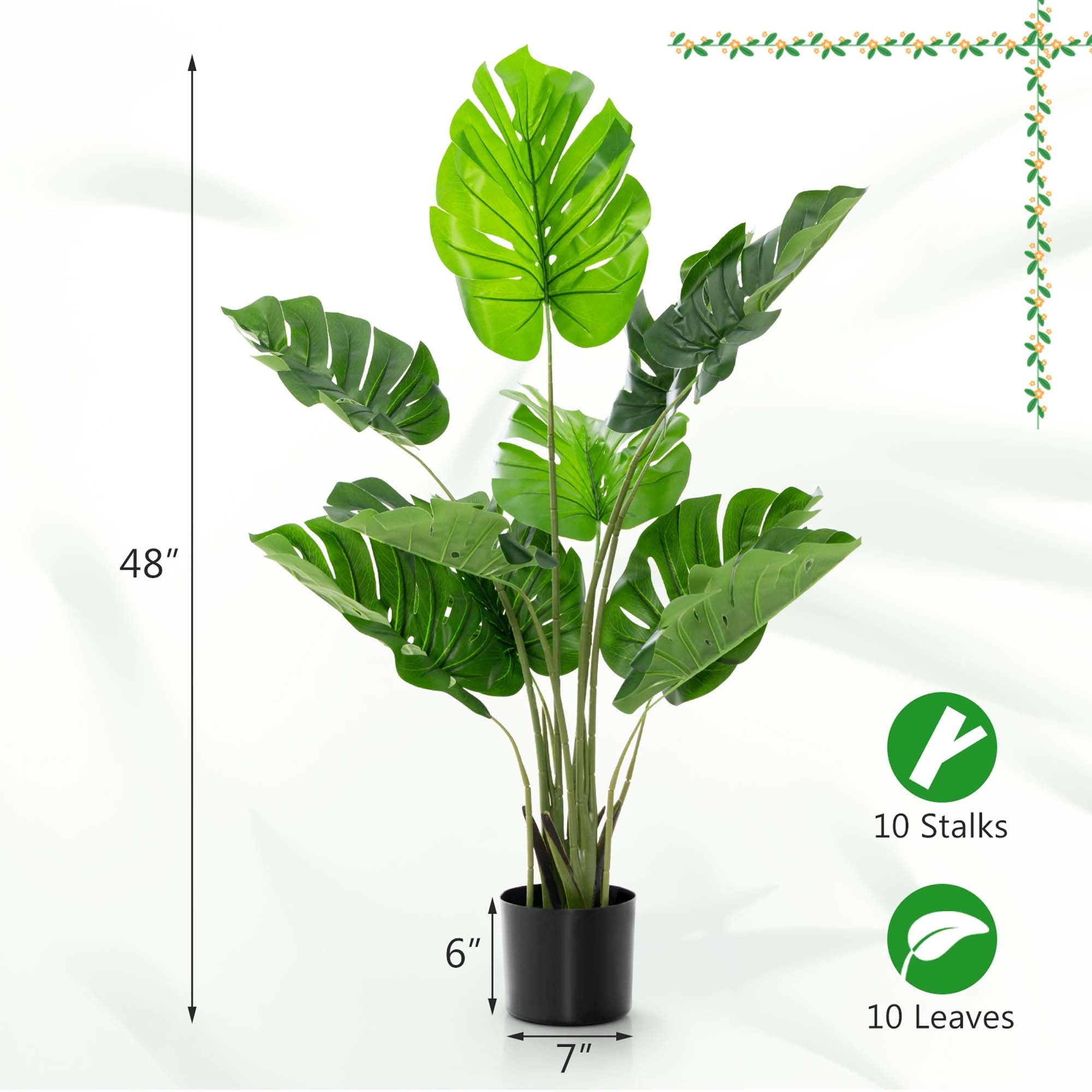 Soft-touch fabric Monstera Deliciosa plant for indoor and outdoor spaces