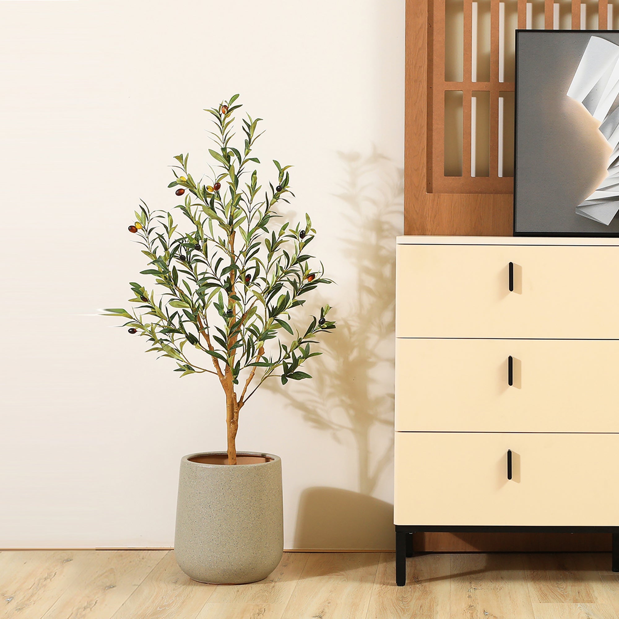 4 Ft Artificial Olive Tree Indoor-Lifelike Faux Olive Plant for Home & Office Decor 4ft Luxiplant