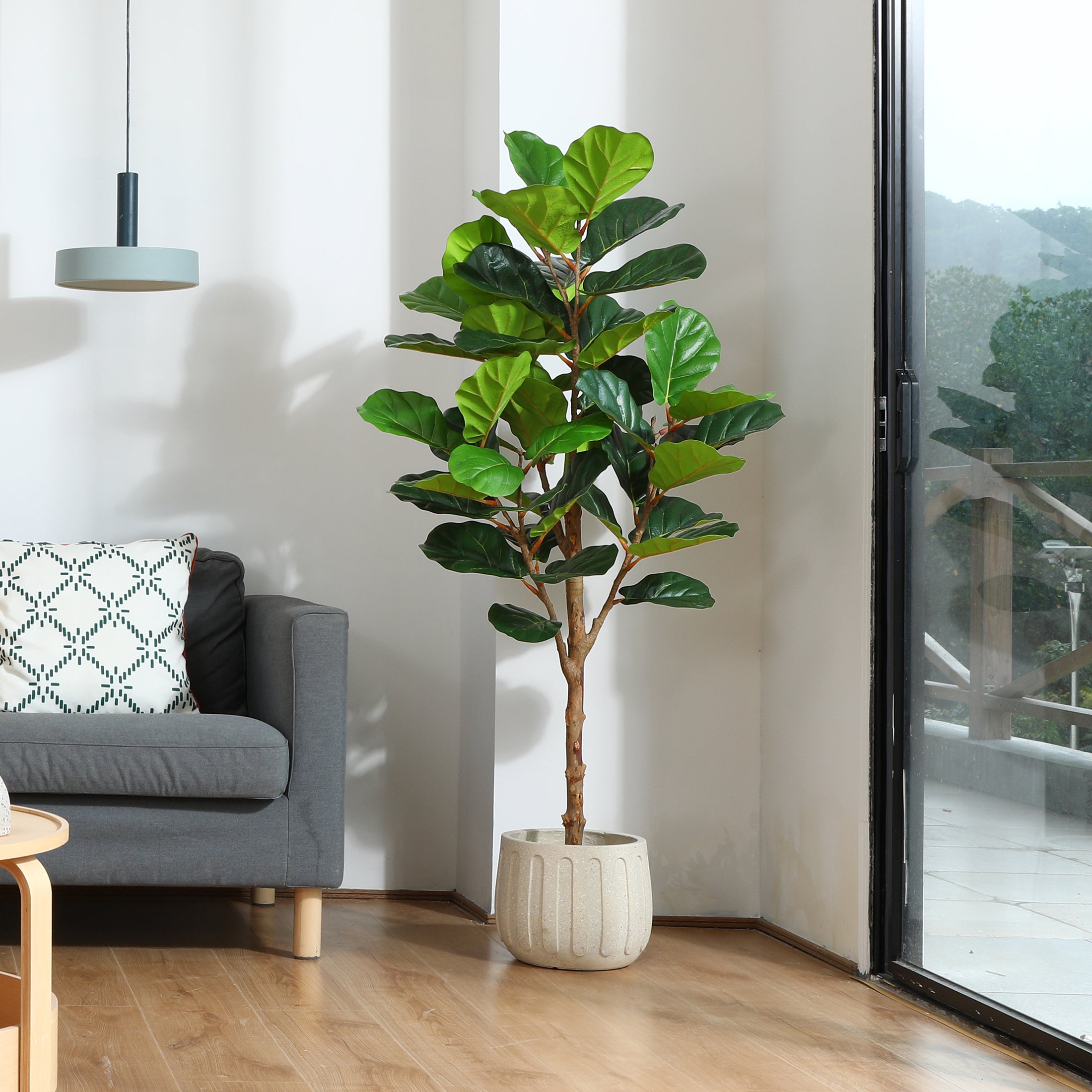 5ft Artificial Fiddle Leaf Fig Plant with realistic green leaves