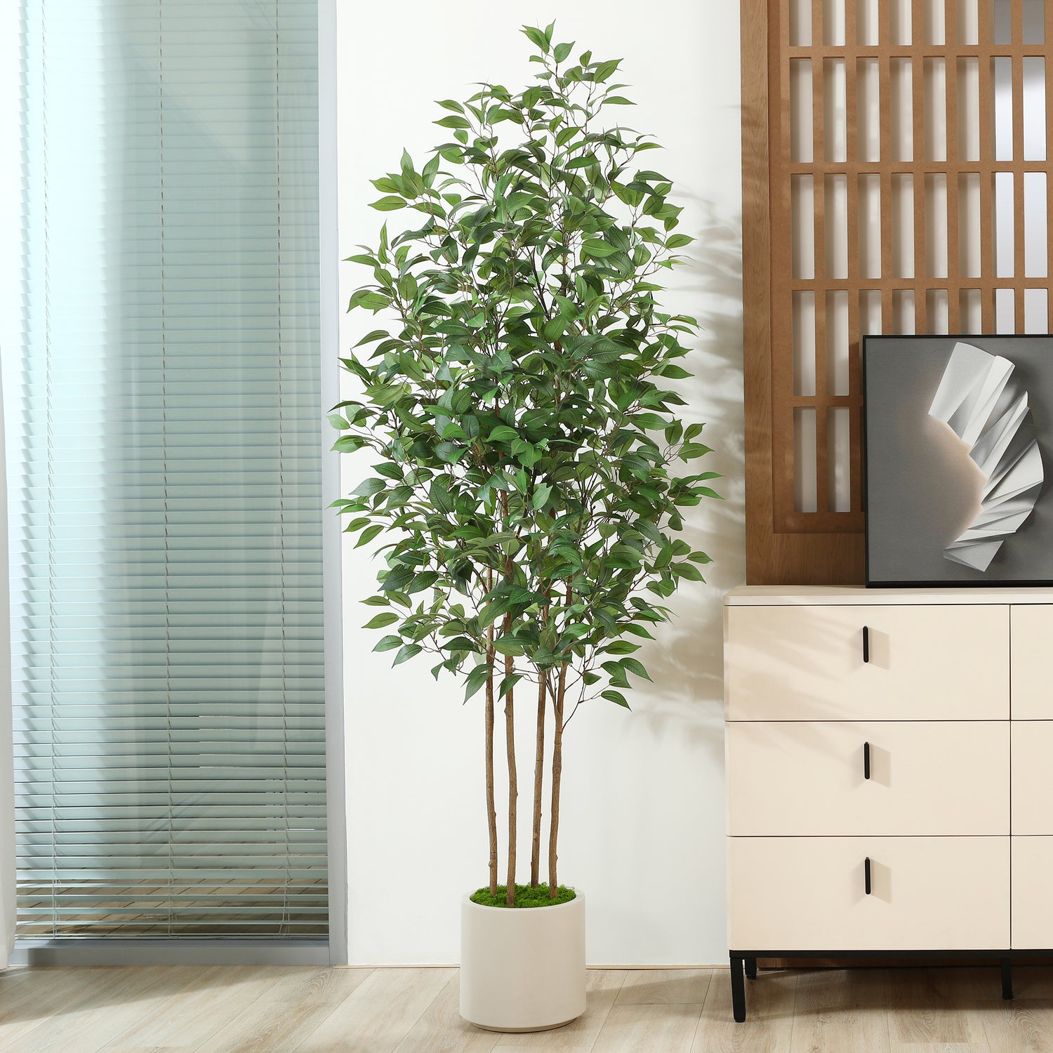 Artificial Faux Ficus Plant with realistic green leaves
