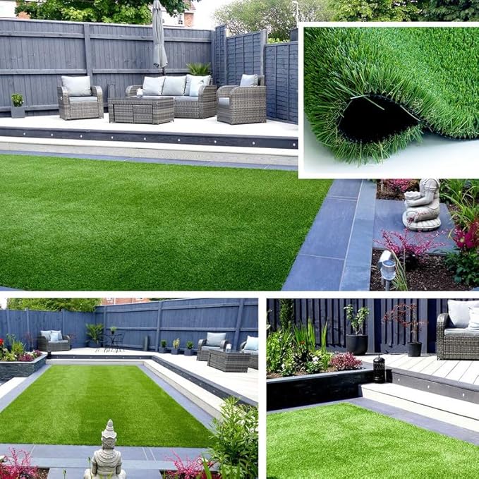 35mm Artificial Grass Turf – 4FT x 6.5FT Customizable Synthetic Grass Rug with Drainage for Indoor & Outdoor Use, Fake Lawn Carpet for Pets, Garden, Patio & Balcony