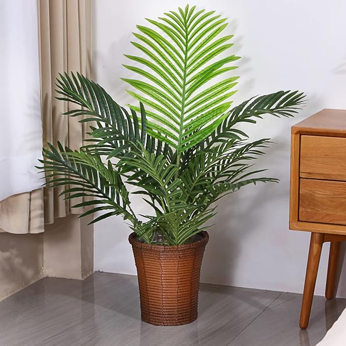3 Ft Artificial Majesty Palm Tree in Pot – Lush Faux Ravenea Rivularis for Indoor & Outdoor Décor – lifelike tropical plant alternative