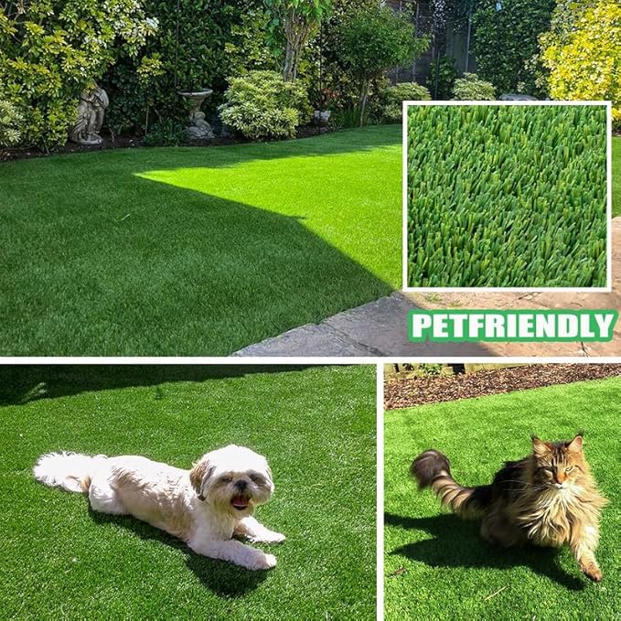35mm Artificial Grass Turf – 4FT x 6.5FT Customizable Synthetic Grass Rug with Drainage for Indoor & Outdoor Use, Fake Lawn Carpet for Pets, Garden, Patio & Balcony
