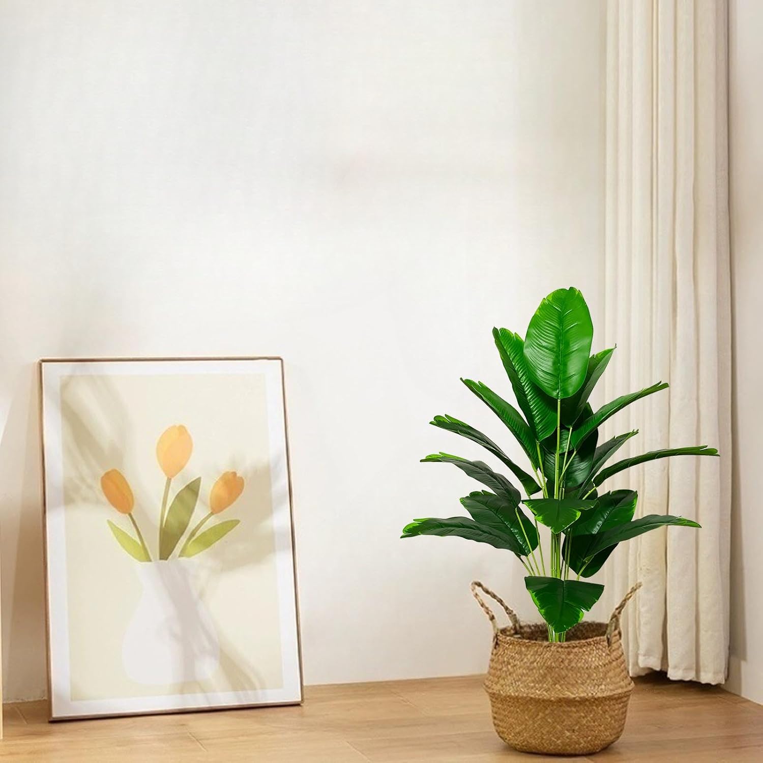 2 Ft Artificial Palm Tree Faux Silk Plant in Pot for Home Office Living Room Bedroom Stairs Foyer Modern Decor Indoor Outdoor Lifelike Fake Potted Housewarming Gifts (80cm Green Banana) – adds a lush green touch to interiors