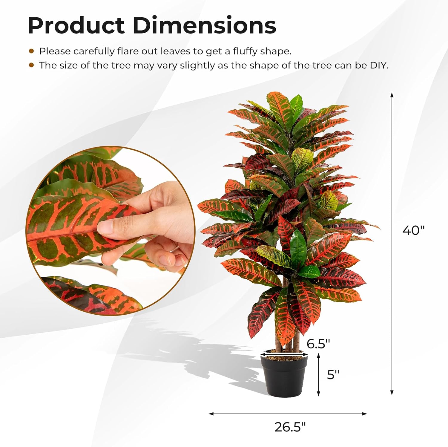 3 Ft Artificial Croton Palm Tree – Vibrant Fake Plant with Variegated Leaves for Home & Office – enhances any living space naturally