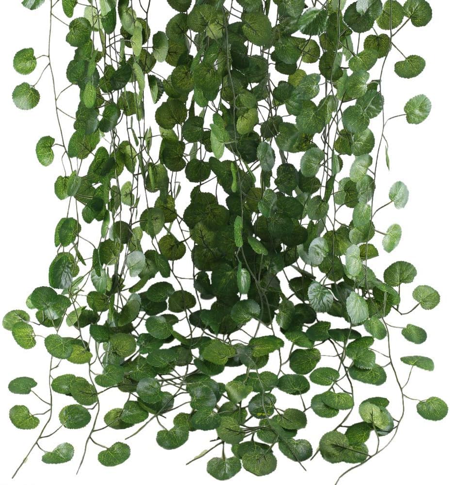 6 Ft (12-Pack) Artificial Hanging Vines – Faux Silk Green Leaf Garland for Wall, Garden & Party