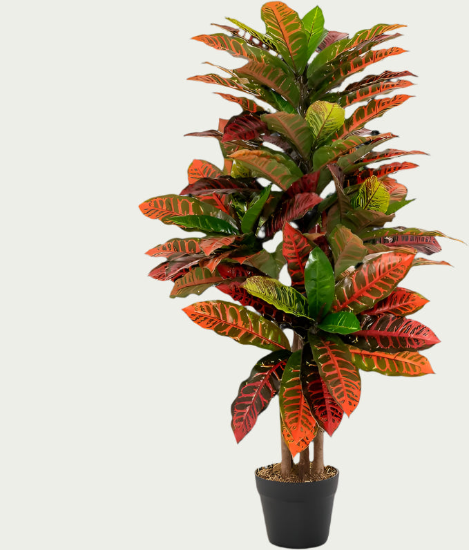 3 Ft Artificial Croton Palm Tree – Vibrant Fake Plant with Variegated Leaves for Home & Office – perfect for modern home decor