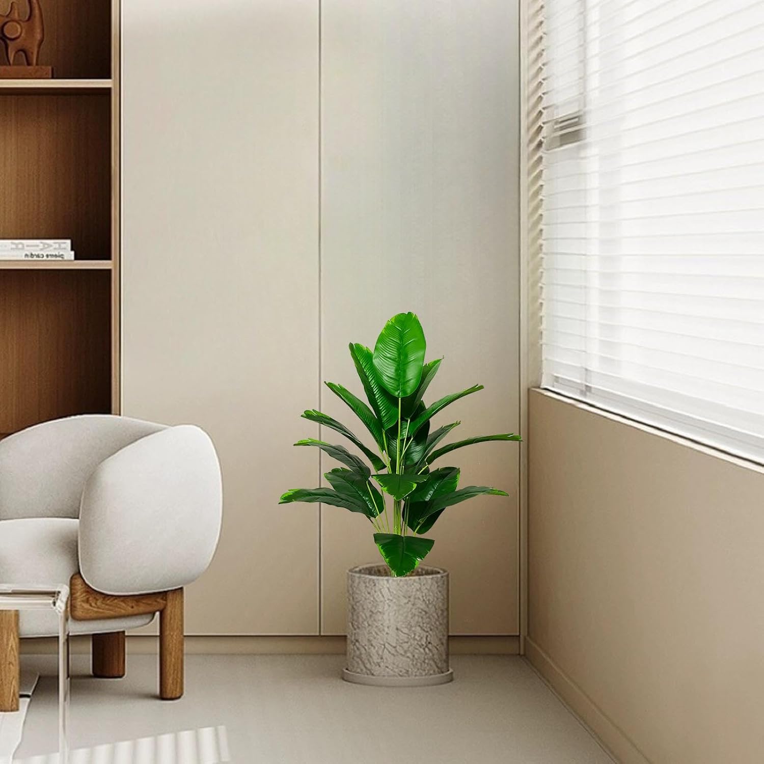 2 Ft Artificial Palm Tree Faux Silk Plant in Pot for Home Office Living Room Bedroom Stairs Foyer Modern Decor Indoor Outdoor Lifelike Fake Potted Housewarming Gifts (80cm Green Banana) – enhances any living space naturally