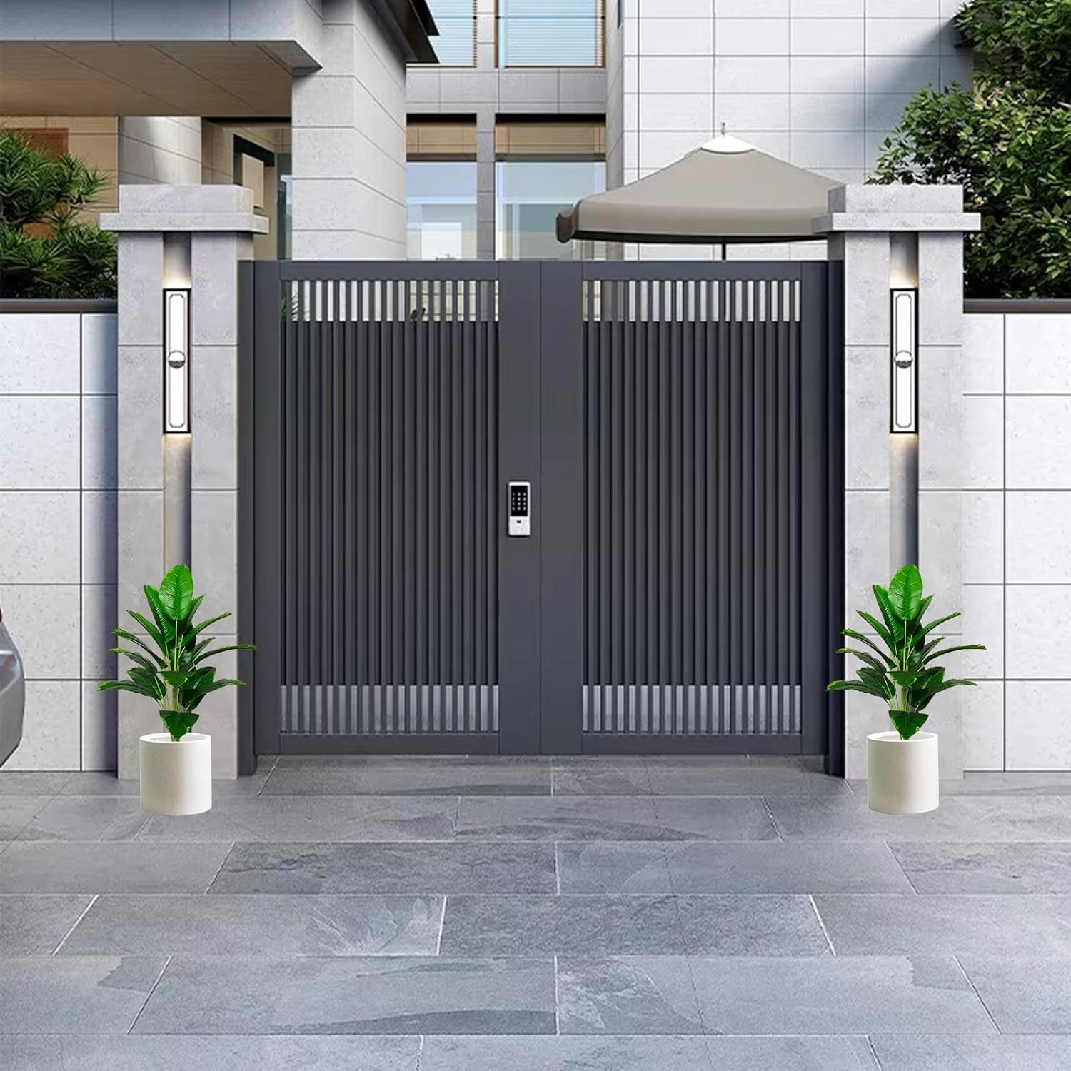 2 Ft Artificial Palm Tree Faux Silk Plant in Pot for Home Office Living Room Bedroom Stairs Foyer Modern Decor Indoor Outdoor Lifelike Fake Potted Housewarming Gifts (80cm Green Banana) – lifelike tropical plant alternative