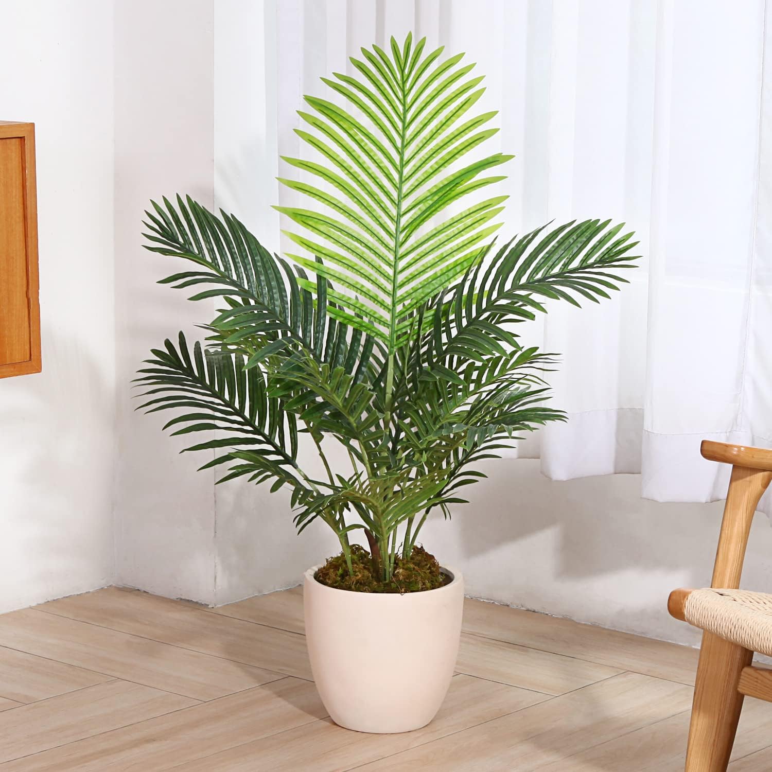 3 Ft Artificial Majesty Palm Tree in Pot – Lush Faux Ravenea Rivularis for Indoor & Outdoor Décor – perfect for modern home decor