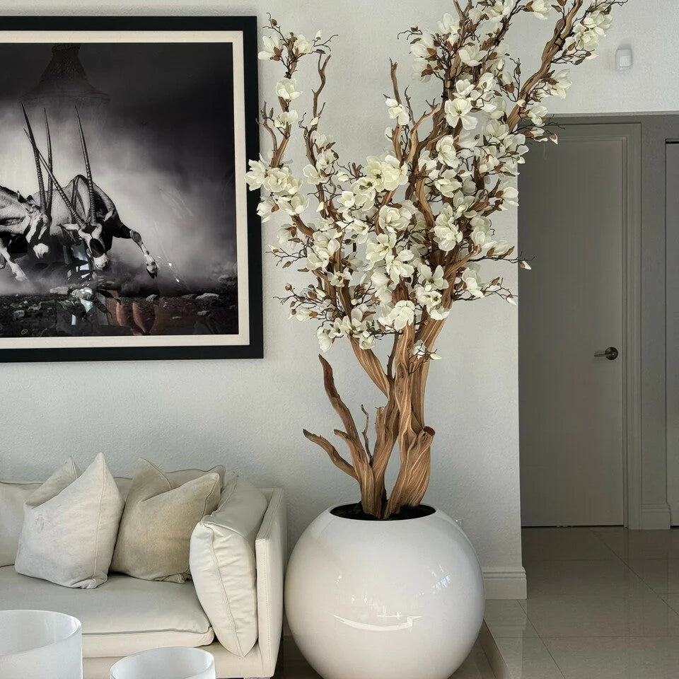 7 Ft Lifelike White Magnolia Tree – Tall, Elegant & Pot-Free Display – full plant shot showcasing realistic foliage