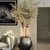 7 Ft Custom Cherry Blossom Tree – Signature Design for Matte Gun Metal Globe (Pot Not Included) – artificial greenery with natural texture