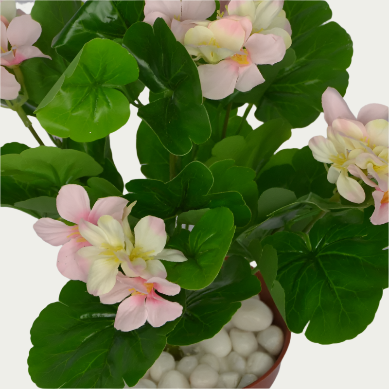 Detailed view of 1 Ft Flower Geranium Bush Contemporary Lush Green Accent – Realistic Touch for Modern Interiors – Shop Luxiplant showing realistic textures and colors.