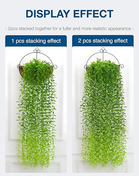 3.3 Ft (5-Pack) Artificial Hanging Willow Vines – Lush Green Faux Leaves for Indoor/Outdoor Decoration, Weddings & Photography (No Basket)